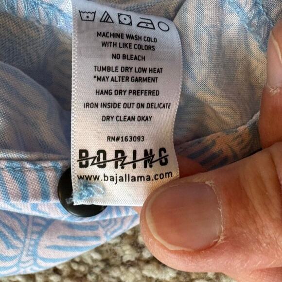 BAJA LLAMA short sleeve shirt, Medium; Blue & White Pattern; Lightweight - Picture 5 of 8